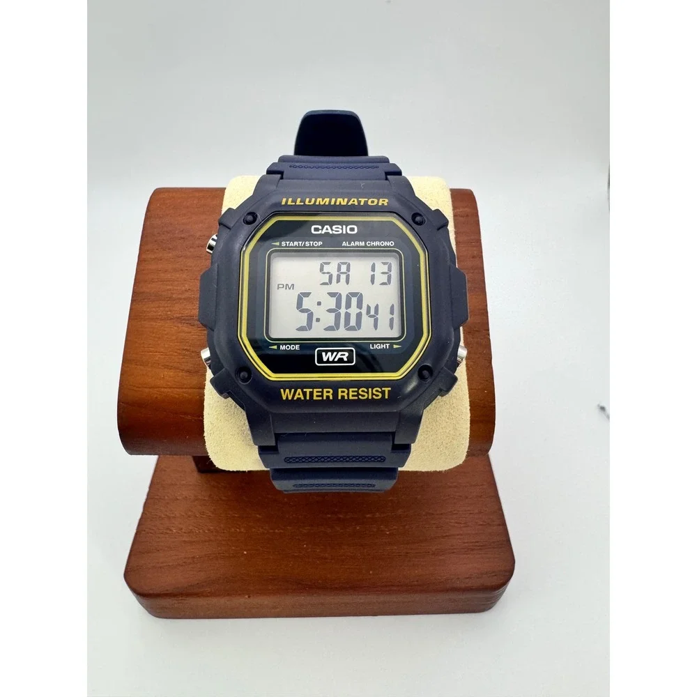 Casio Illuminator Digital Watch Navy Blue Yellow F-108WH-2A2CF 3224 New
